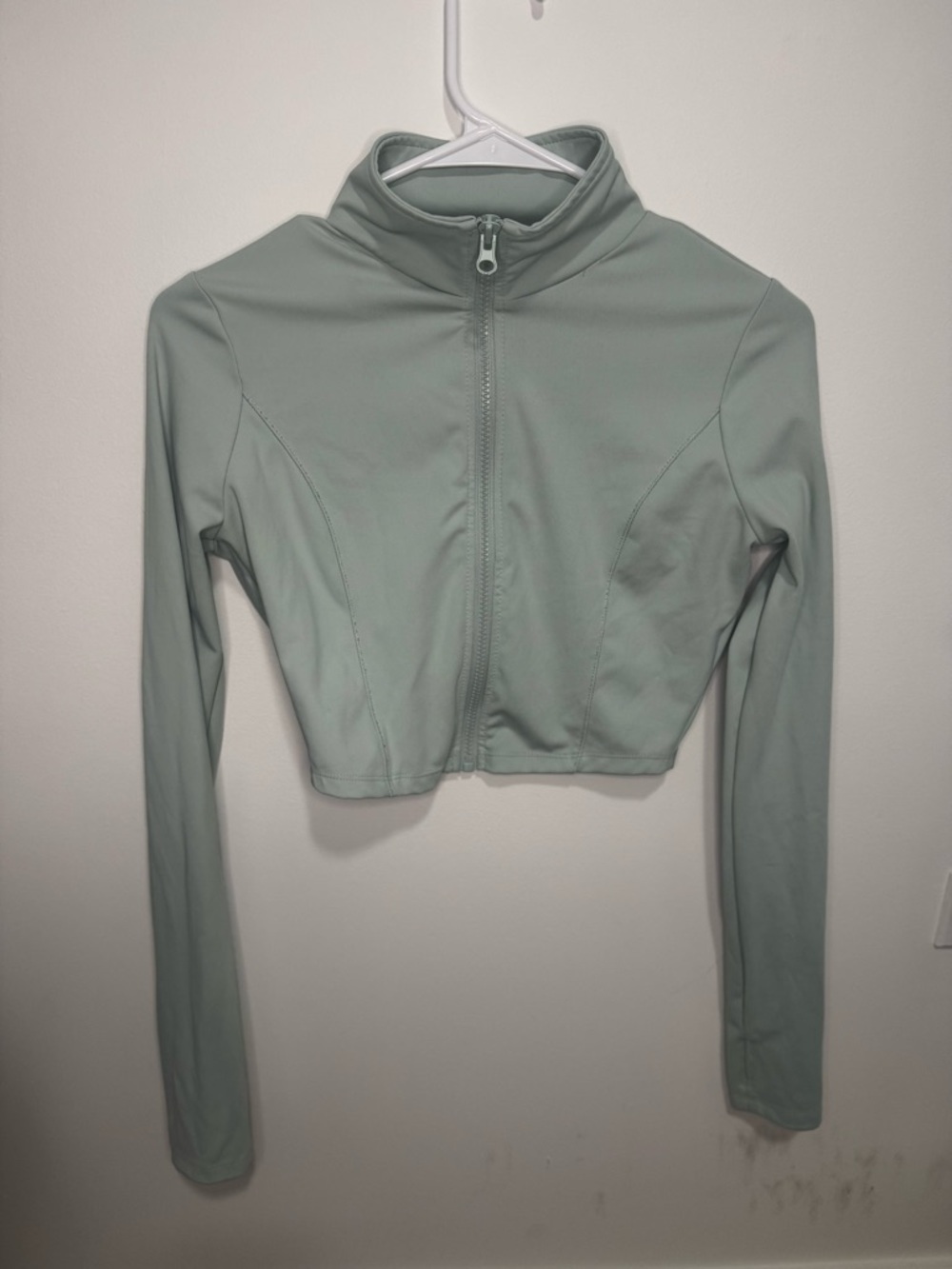 Forever 21 Light Sage Cropped Zip-Up Jacket